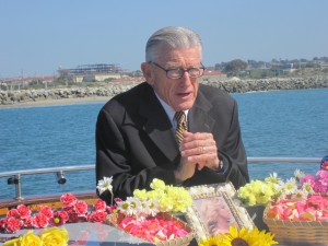 Pastor David performing burial at sea in San Diego